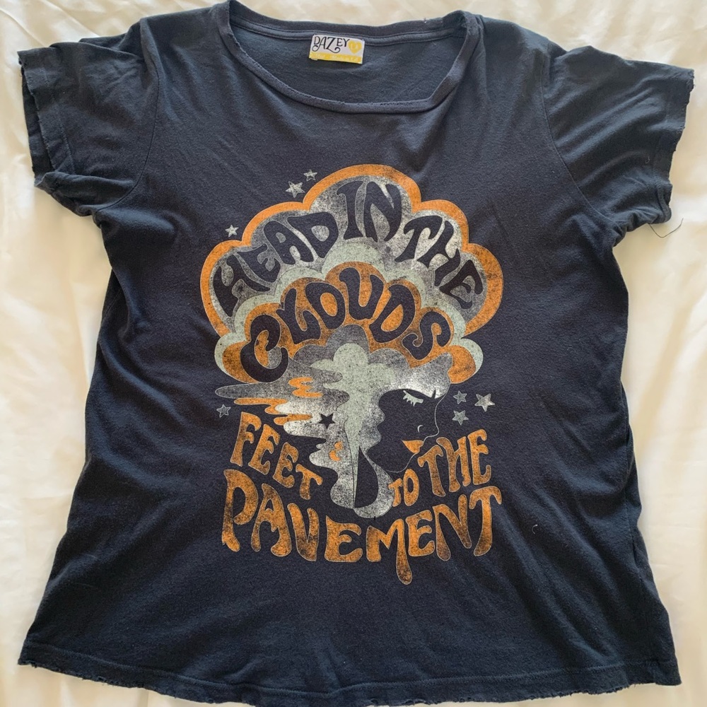 Dazey LA Dark Grey 70s Graphic Tee size Medium